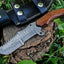 Premium Damascus Tanto Tracker Knife with Luxurious Rosewood Handle - 10 Inches, Multi-Functional Serrated Blade - Korvel
