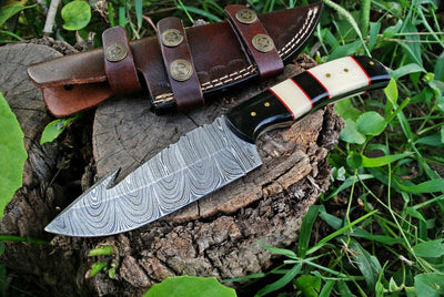 Premium Custom Damascus Steel Guthook Hunting Knife - Korvel