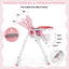 Premium Foldable Baby High Chair with Lockable Wheels - Pink