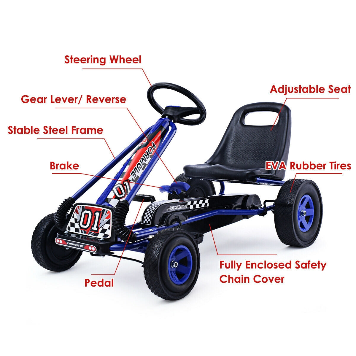 Gbruno Go Kart para Niños con Pedales - Azul