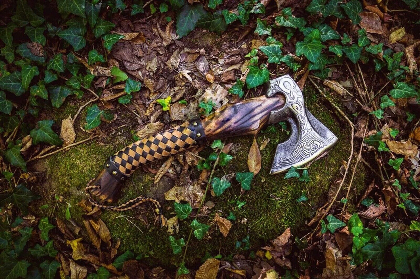 Handcrafted Native American Tomahawk – Engraved 1095 Steel Blade & Ash Wood Handle - Korvel