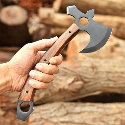 Premium Tactical Tomahawk with Full Tang 1095 Steel Blade & Elegant Rosewood Handle - Korvel