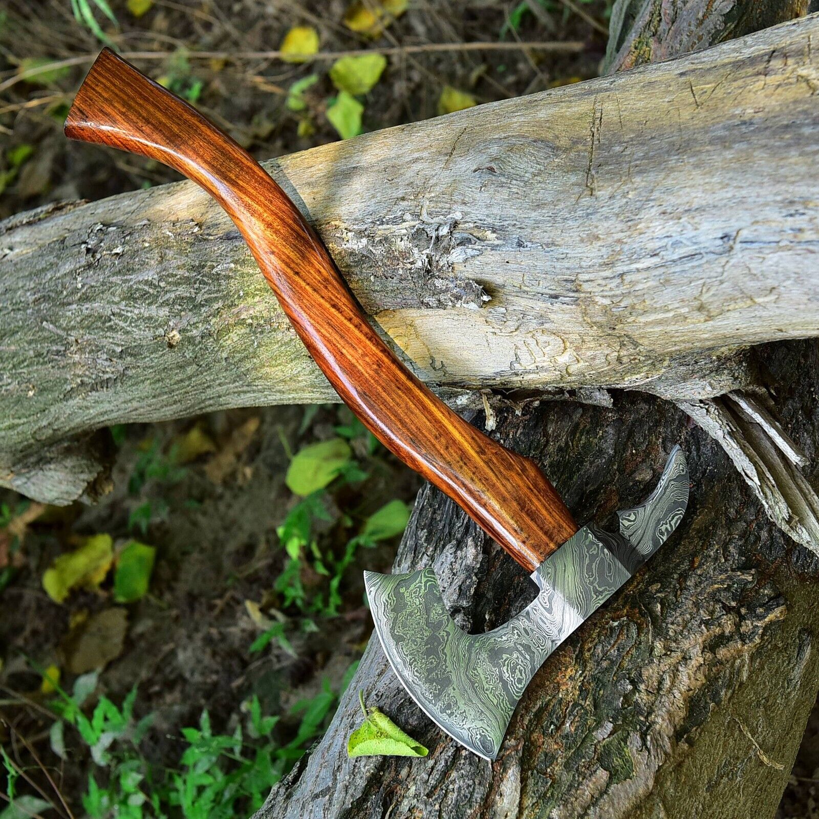 Handcrafted Damascus Steel Tomahawk Axe – The "Rosewood Warrior" - Korvel