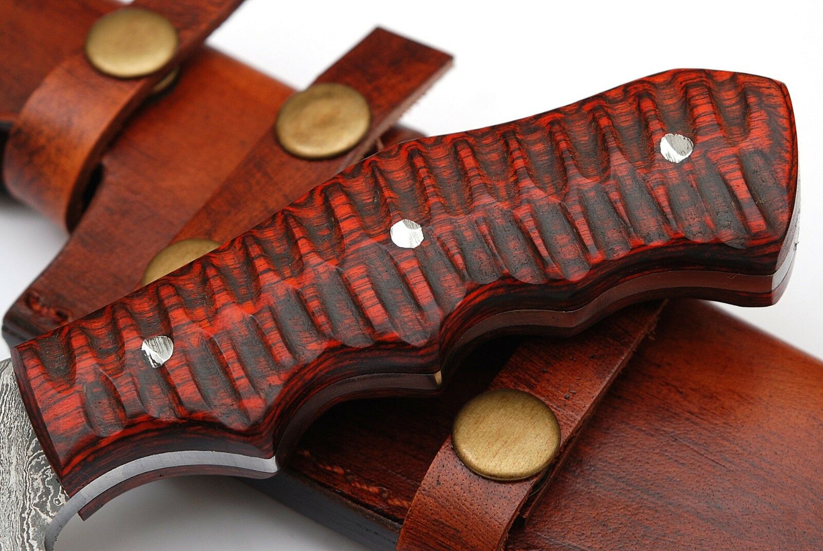 Premium Handcrafted Damascus Steel Tanto Tracker Knife - 11.5" Exotic Wood Handle with Horizontal Leather Sheath | Perfect for Survival, Cam - Korvel