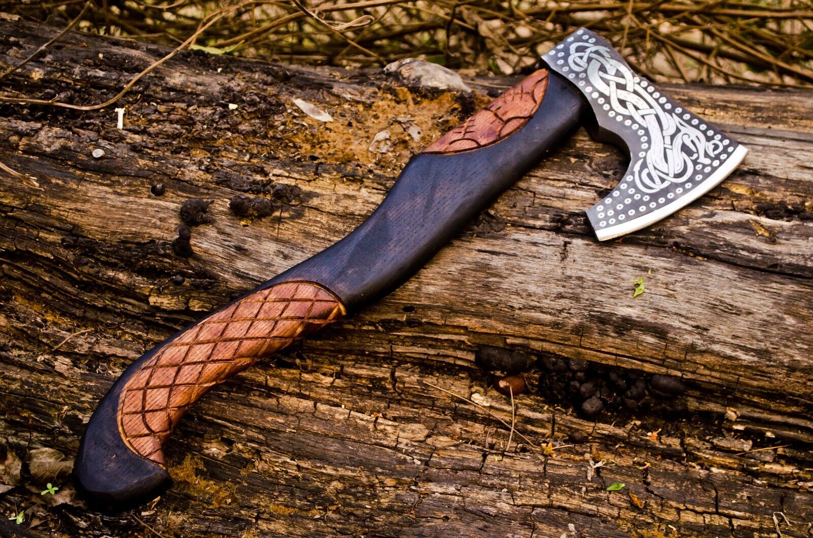 Exquisite Handcrafted Battle Axe with Engraved 1095 Steel Blade & Elegant Rosewood Handle – KBS Knives Store - Korvel