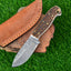 Premium Custom Damascus Steel Skinning Knife with Stag Horn Handle & Leather Sheath - 7 Inches - Korvel