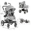 Folding Aluminum Baby Jogger Stroller with Diaper Bag - Gray
