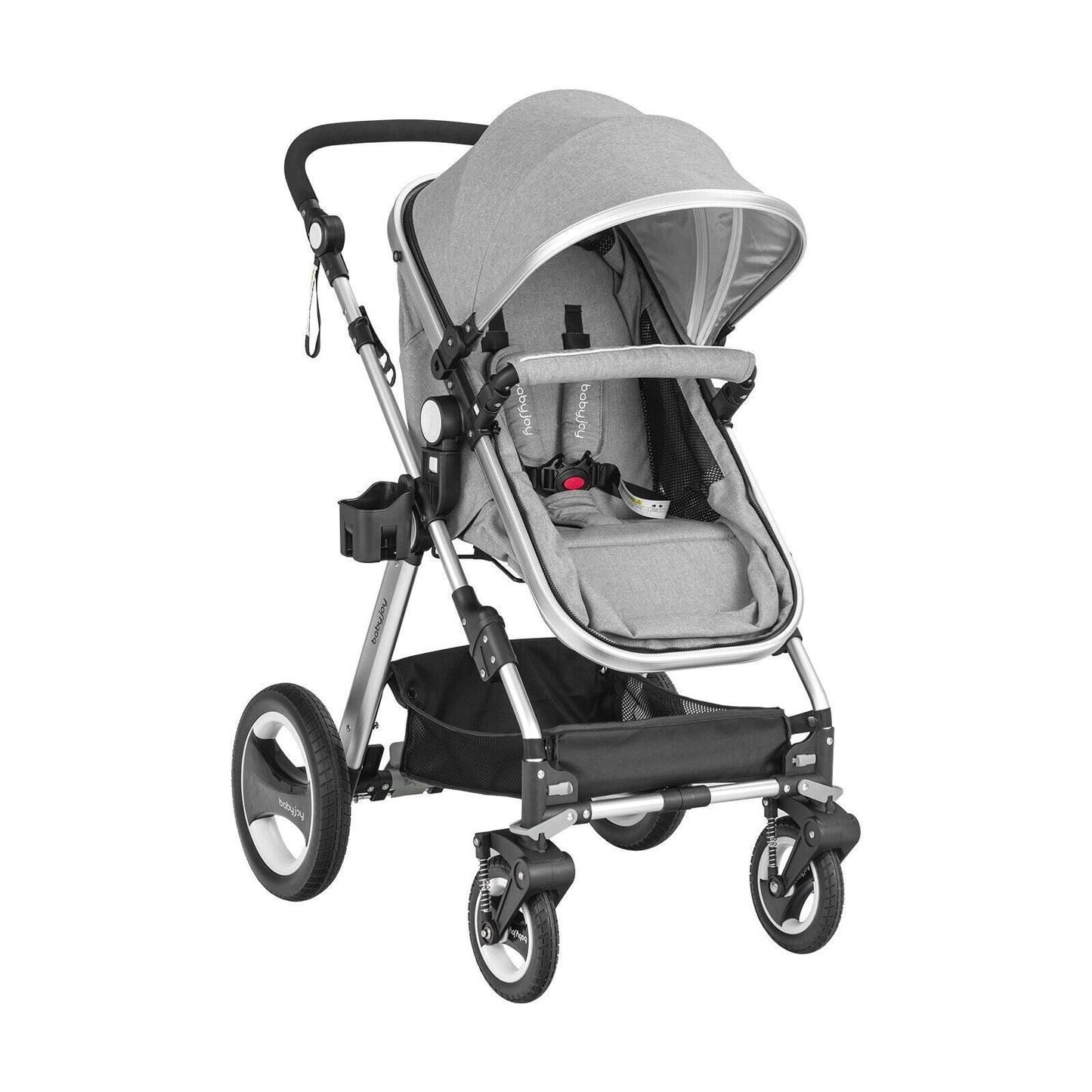 Folding Aluminum Baby Jogger Stroller with Diaper Bag - Gray