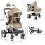 Folding Aluminum Baby Stroller with Diaper Bag - Beige