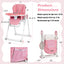 Premium Foldable Baby High Chair with Lockable Wheels - Pink