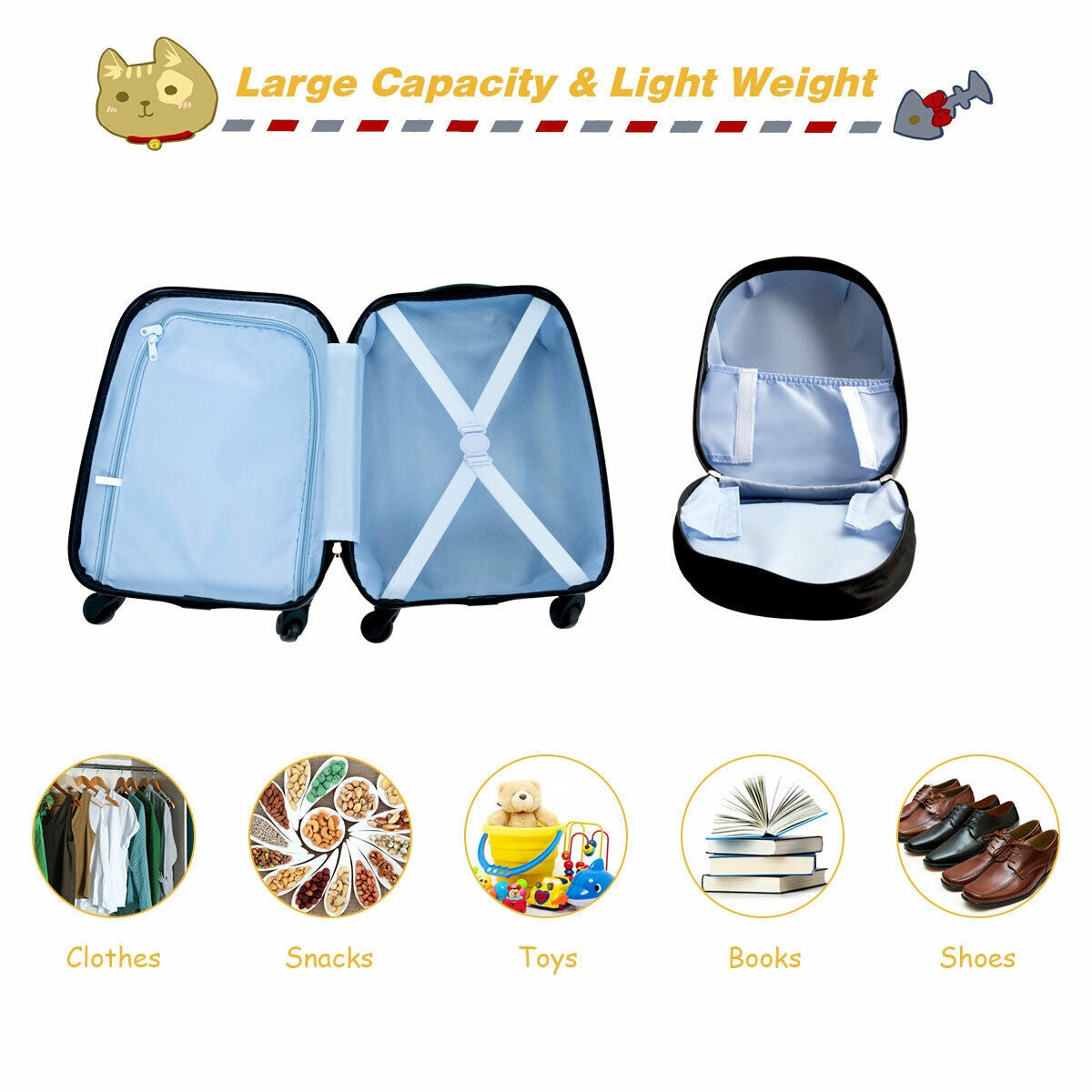 Gbruno Kids Luggage Set: 12" Backpack & 16" Rolling Suitcase