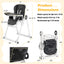 Gbruno Foldable Baby High Chair with Lockable Wheels - Black