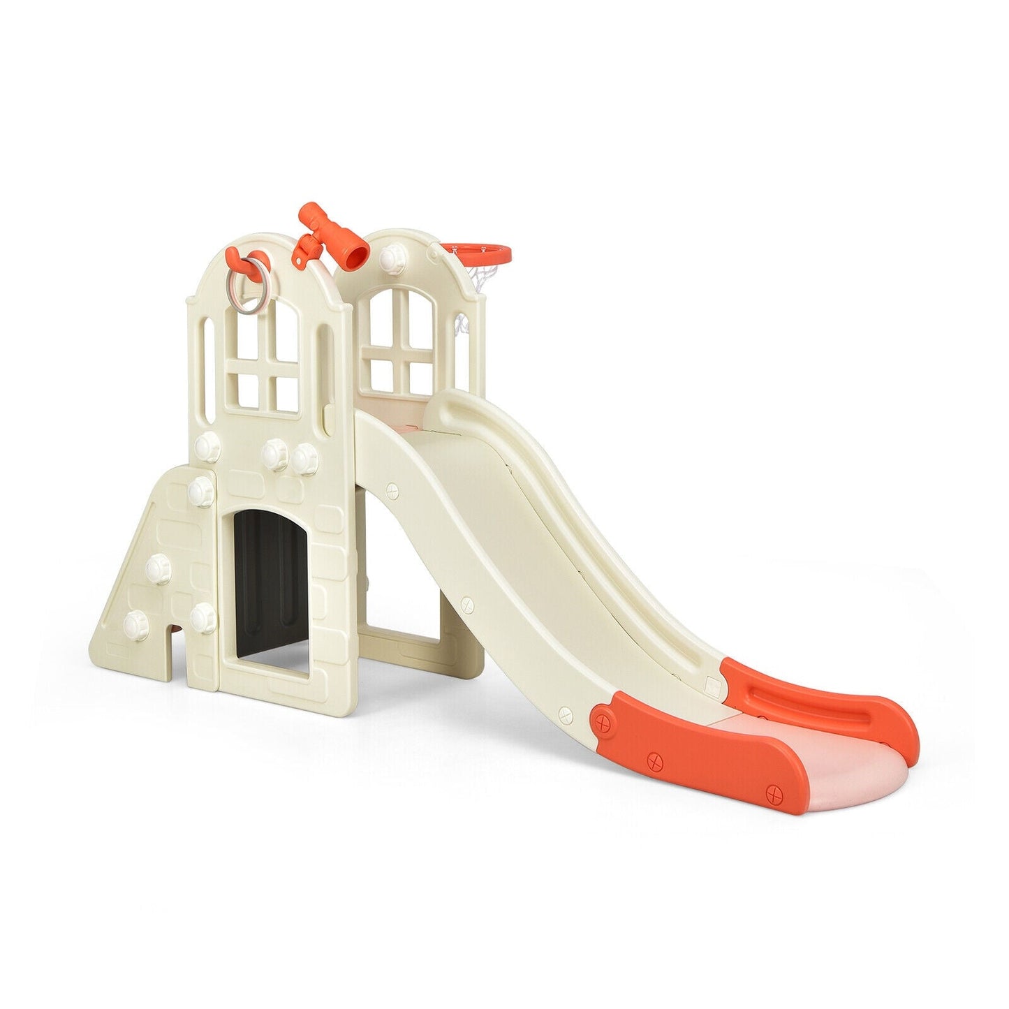 6-In-1 Large Slide Playset with Basketball Hoop - Pink