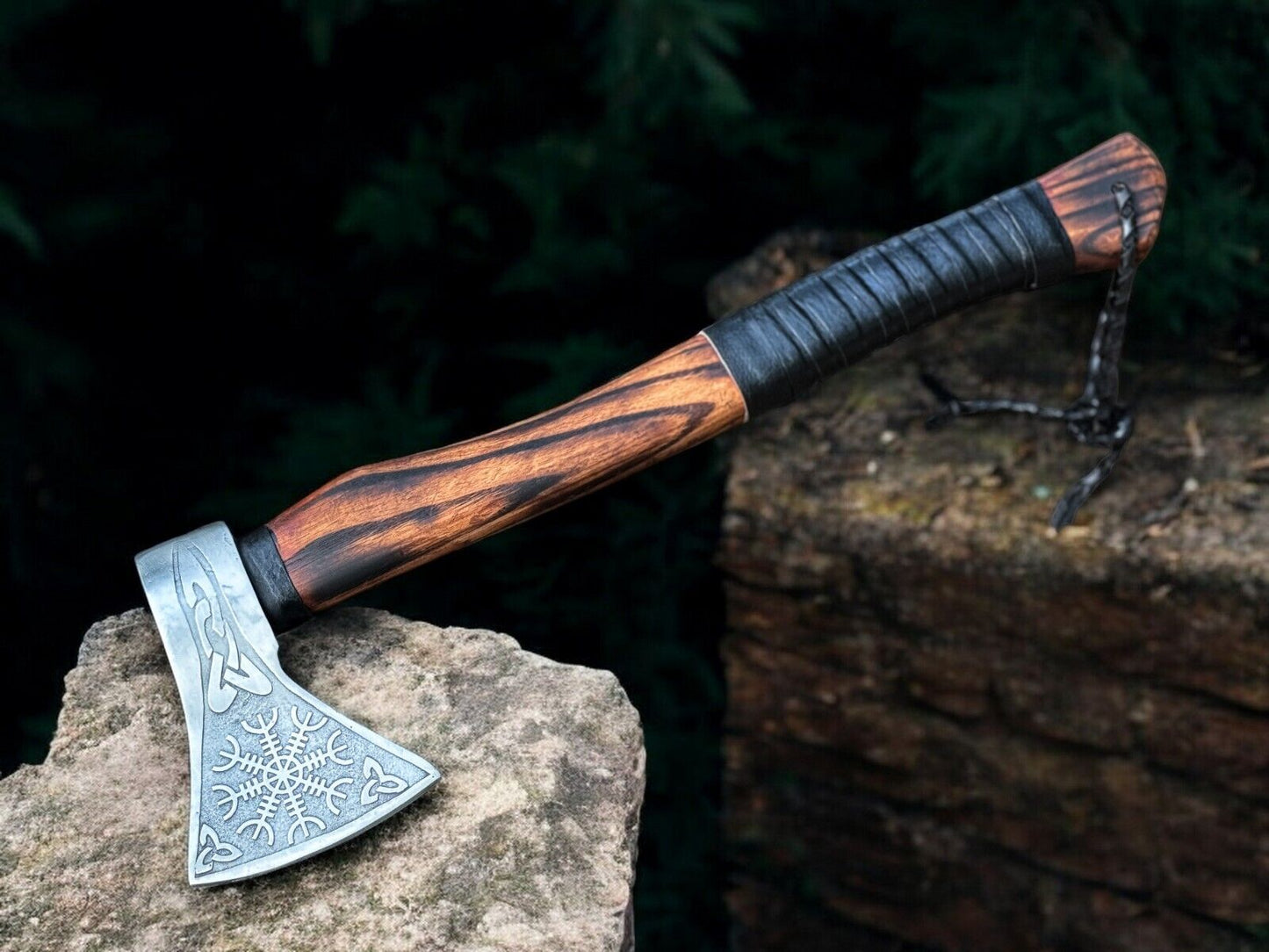 Custom Forged 1095 Steel Battle Axe with Engraved Blade and Ash Wood Handle – Ultimate Warrior's Tool - Korvel