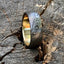 Personalized Damascus Steel Anniversary Band with Elegant Brass Inlay - Korvel