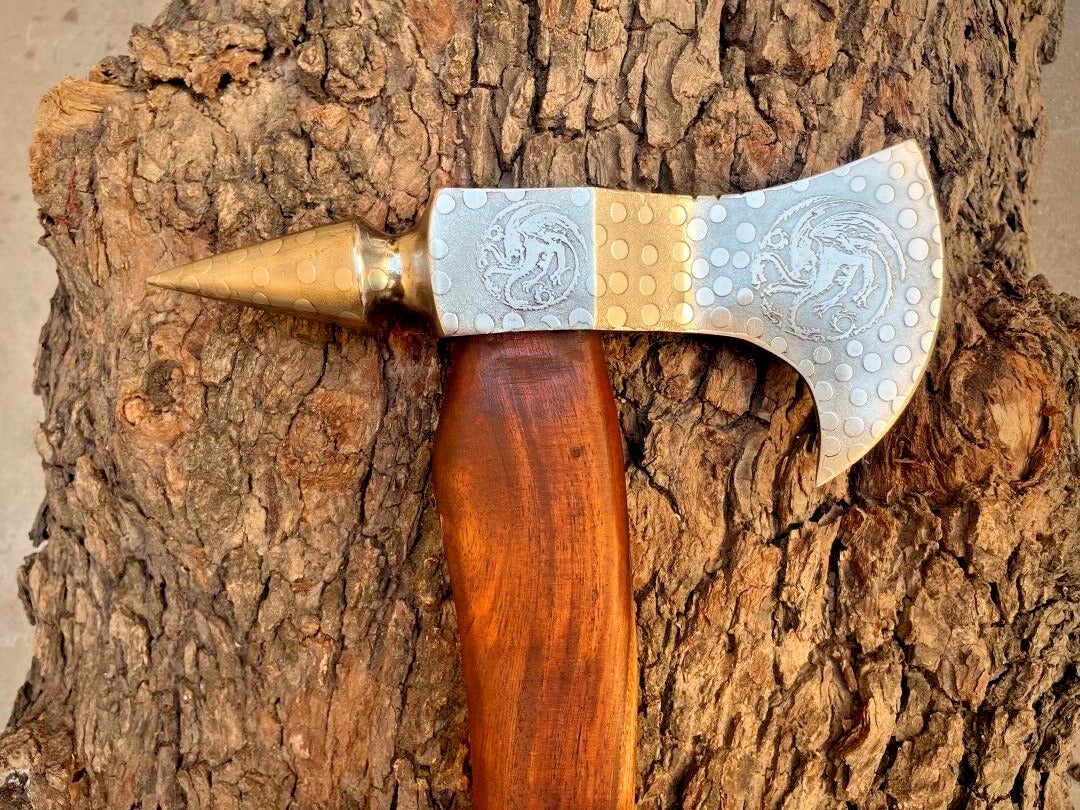 Custom Forged 1095 Steel Tomahawk Axe with Elegant Rosewood Handle – Redwood Warrior Edition - Korvel