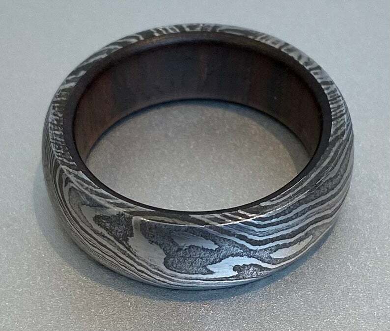 Personalized Damascus Steel Wedding Band - Korvel