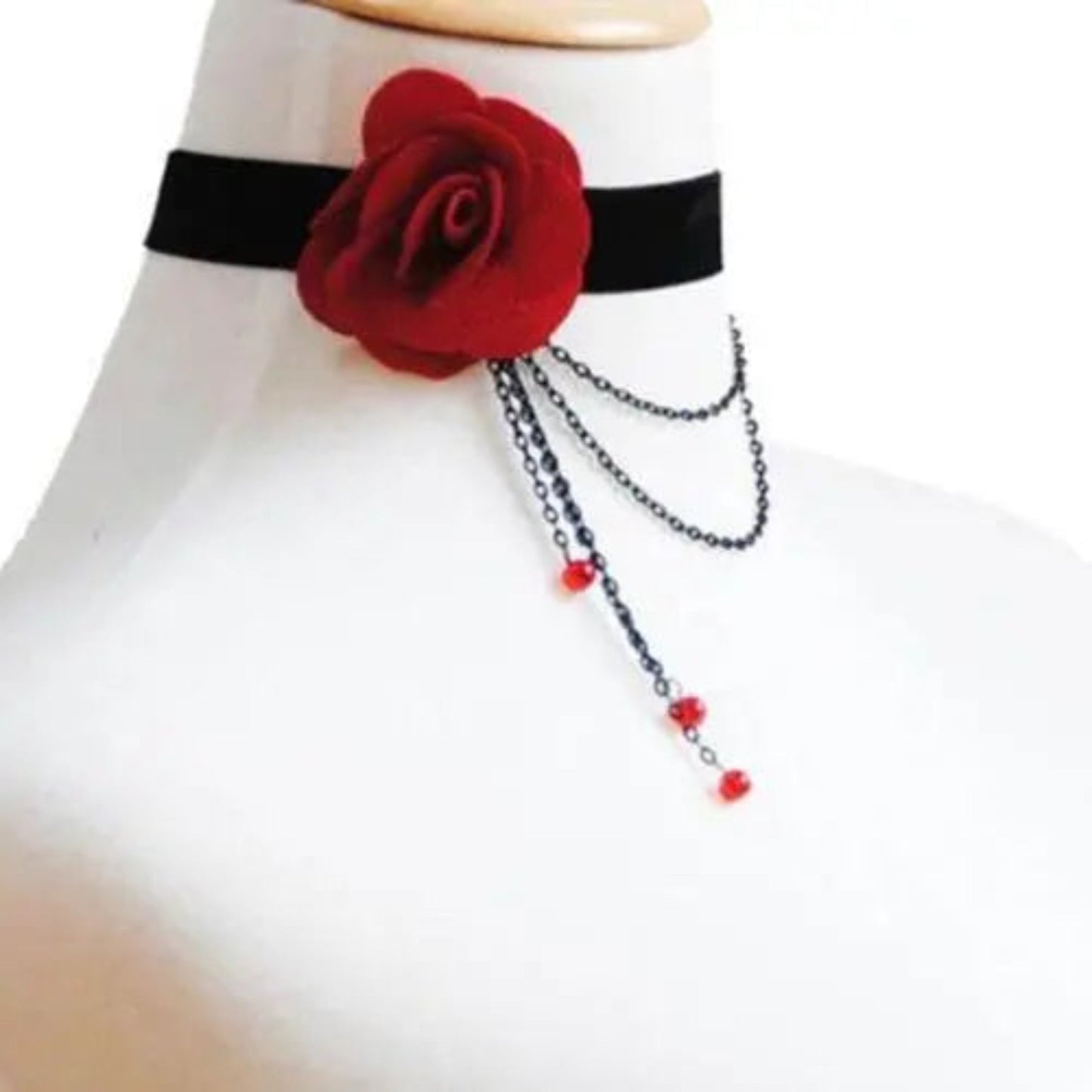 Collar de Cadena de Encaje Negro Elegante para Mujeres