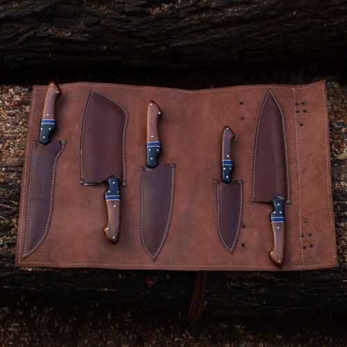 Artisan Damascus Steel Knife Set with Elegant Rosewood Handles - Korvel