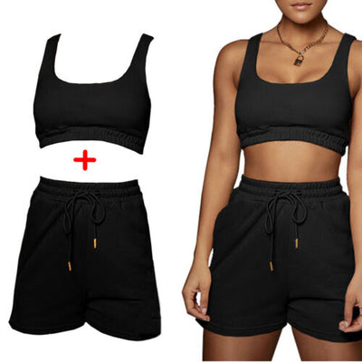 Ensemble de Shorts de Yoga Sans Couture et Brassière pour Femmes