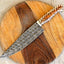 Master Artisan's Custom 13-Inch Damascus Chef’s Knife with Unique Epoxy Pine-cone Handle & Leather Sheath - Korvel