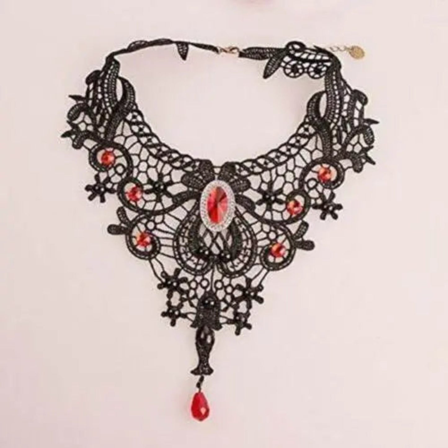 Collar de Cadena de Encaje Negro Elegante para Mujeres
