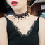 Collar de Cadena de Encaje Negro Elegante para Mujeres