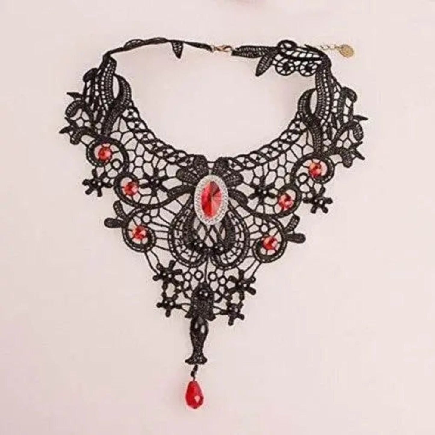 Collar de Cadena de Encaje Negro Elegante para Mujeres