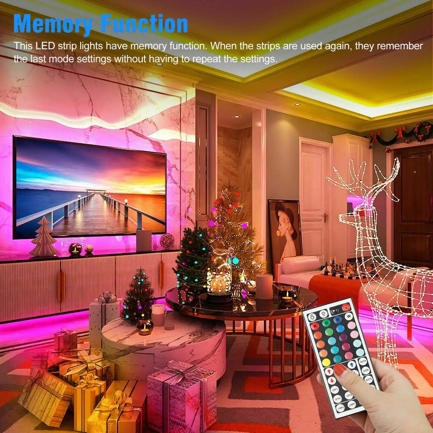 Rubans LED RGB flexibles de 32 pieds avec télécommande