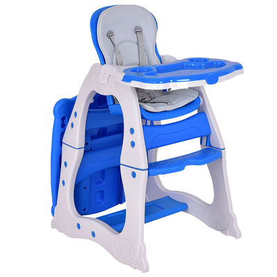 Chaise haute et table 3-en-1 convertible - Bleu