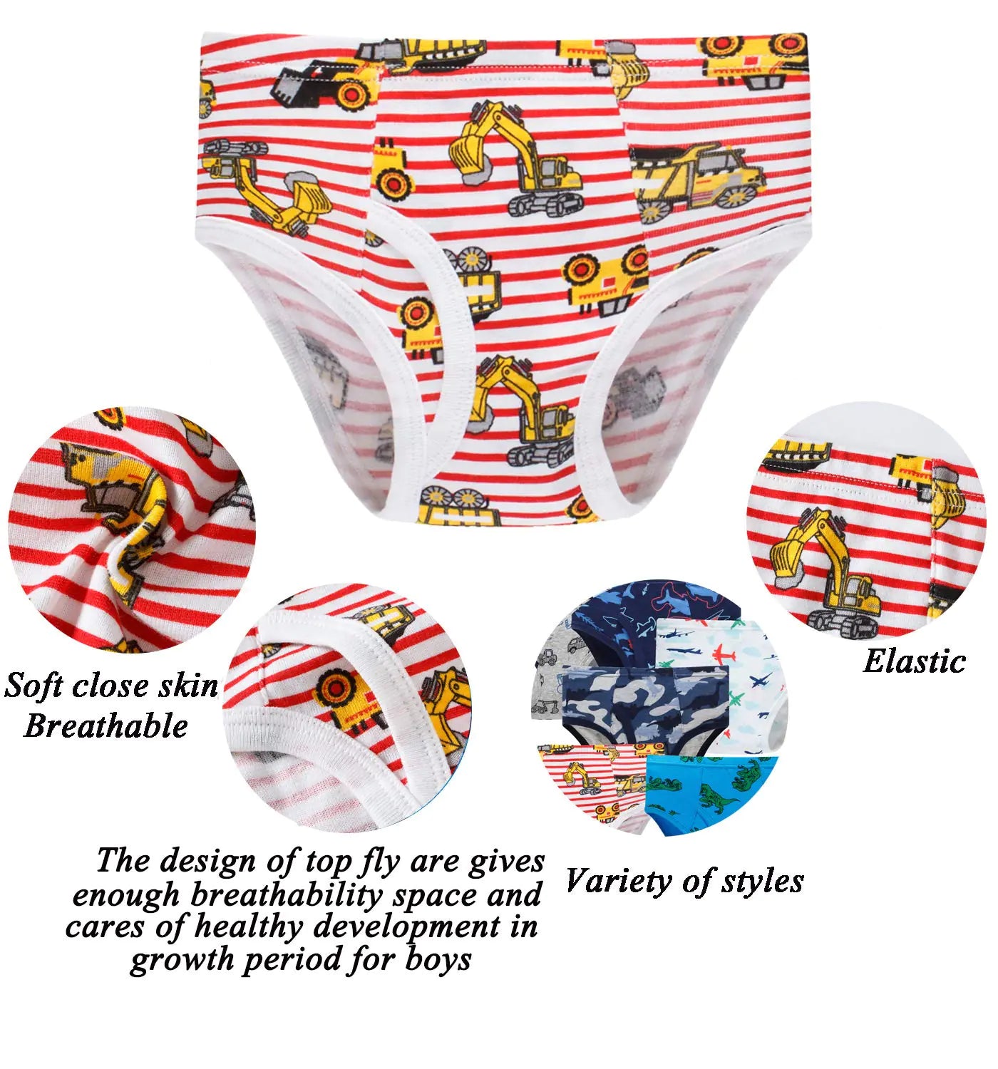 Boboking 100% Coton Culottes pour Petits Garçons - Designs Doux de Dinosaure et de Camion