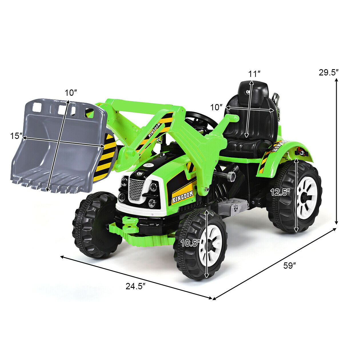 12V Battery Powered Kids Ride-On Dumper Truck - Green