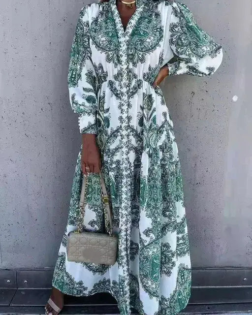 Robe Chemise Longue Élégante à Col V pour Bureau