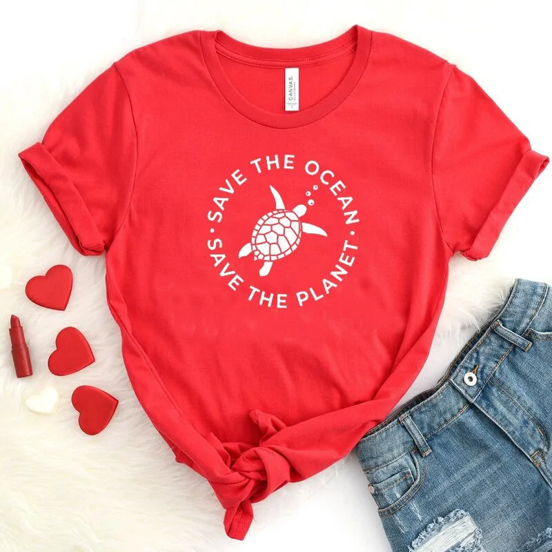 T-shirt d'été pour femmes Planet Protect Environment