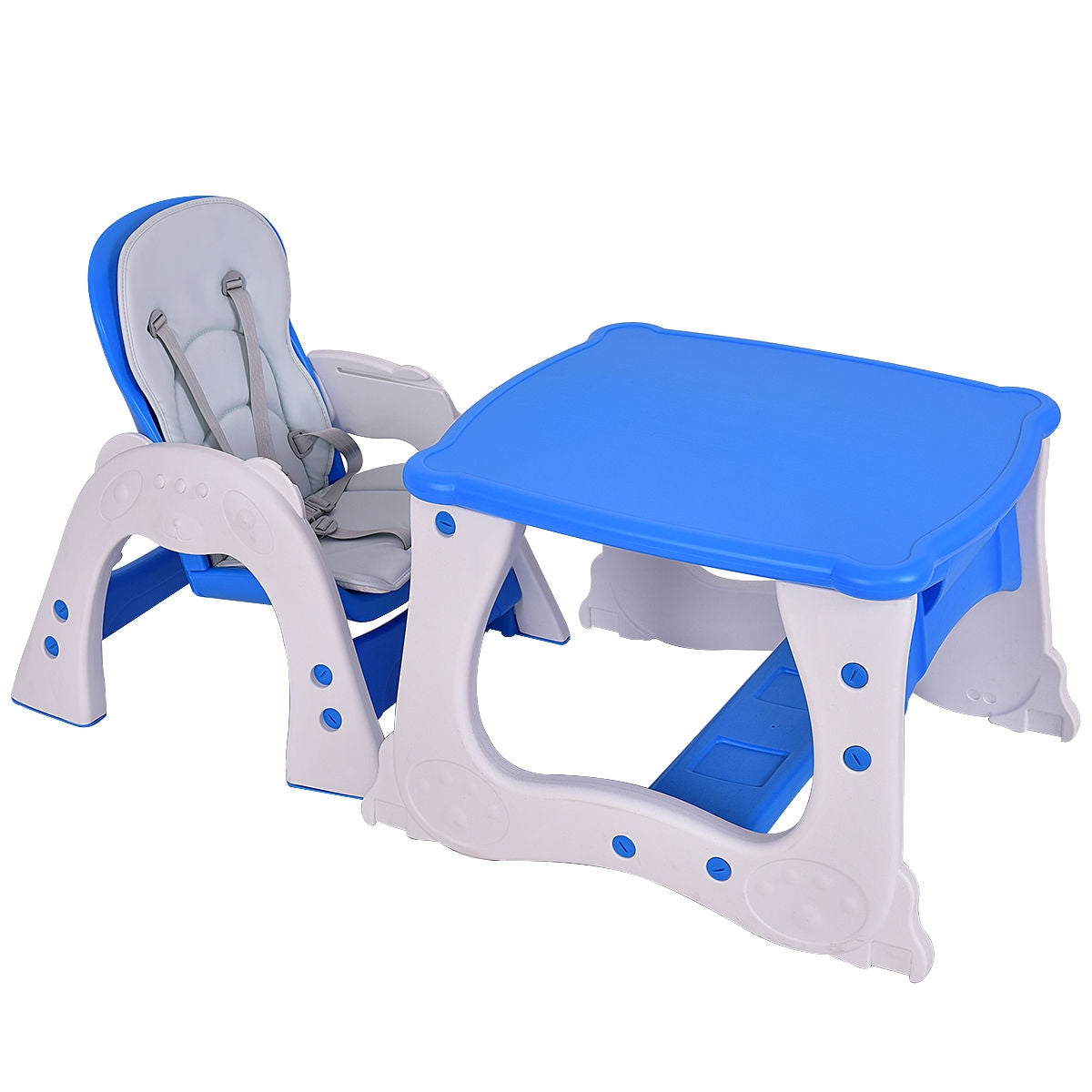 3-in-1 Convertible High Chair and Table Set - Blue