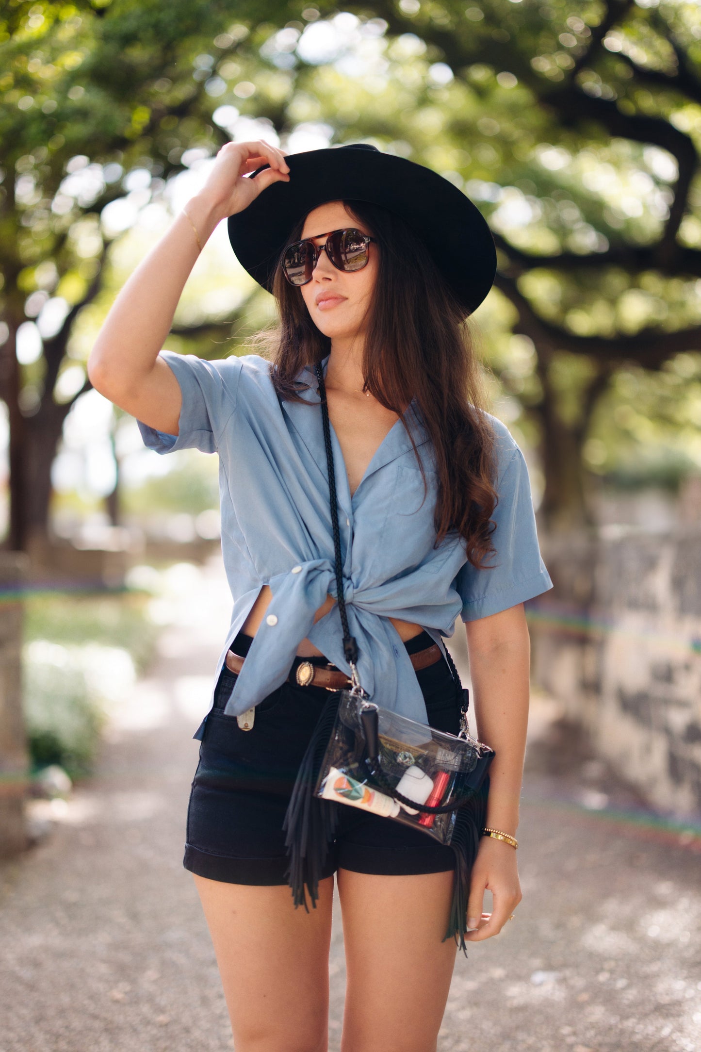 Bolso Cruzado Transparente con Flecos