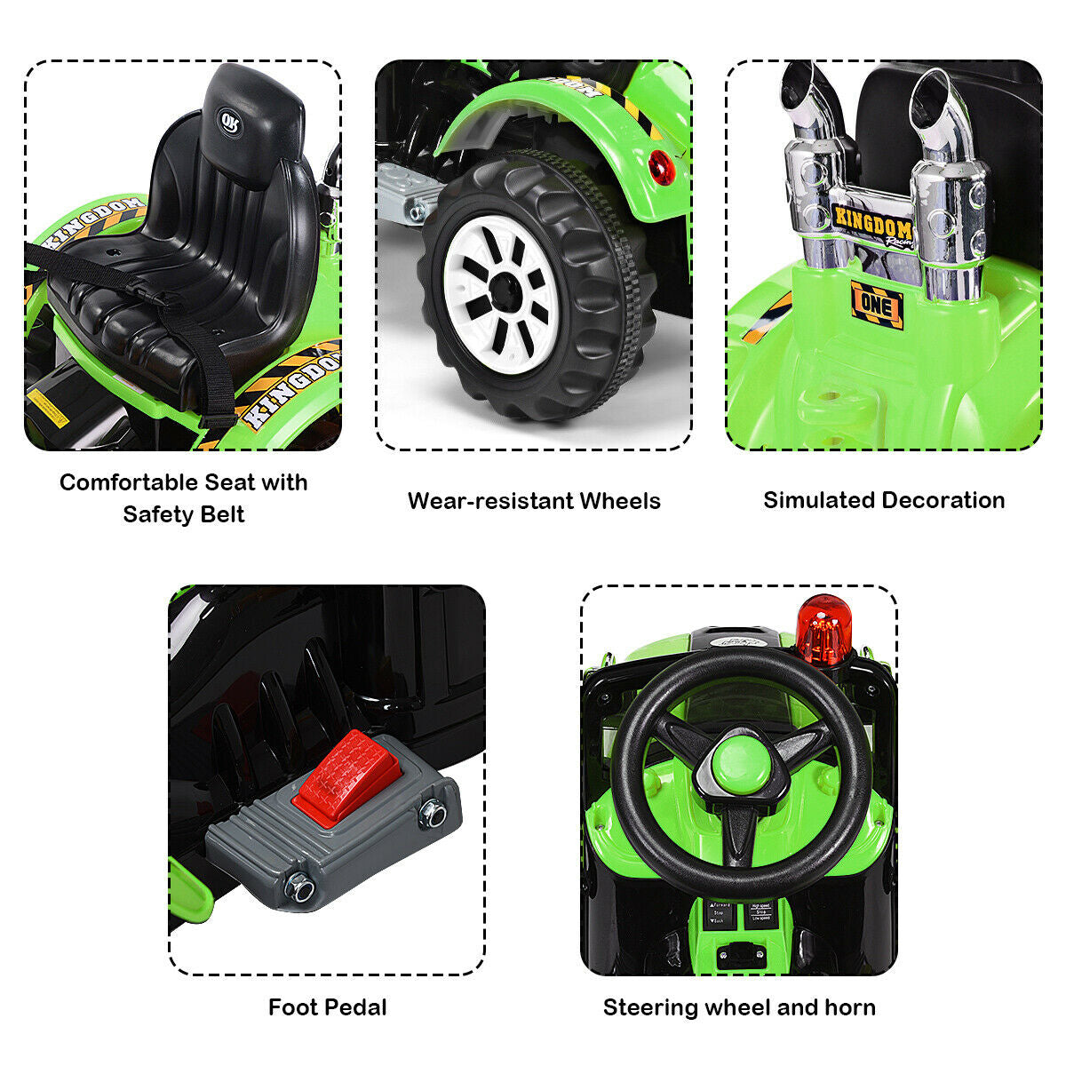 12V Battery Powered Kids Ride-On Dumper Truck - Green