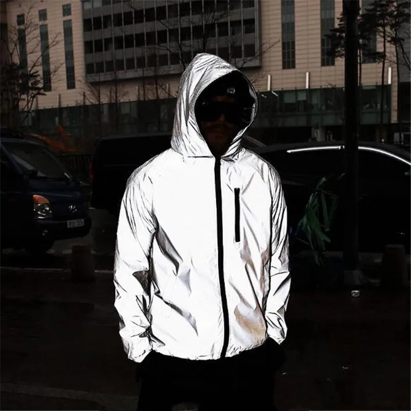 Solid Color Reflective Jacket for Men