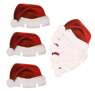 Tarjetas de lugar para copas de vino navideñas con decoración de sombrero