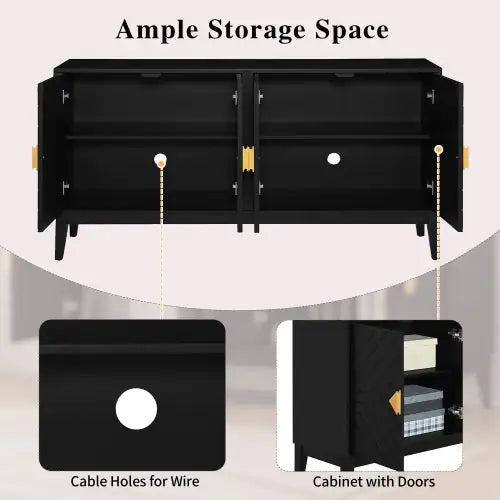 Elegant 4-Door Sideboard Storage Cabinet with Gold Handles