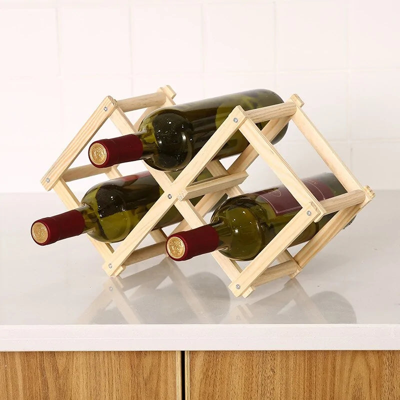 Elegante soporte de vino de madera para un almacenamiento con estilo