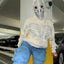 Skeleton Rhinestone Full Zip Hoodie for Women