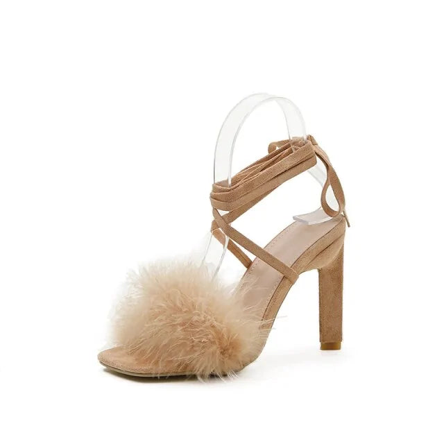 Feather Women High Heels - Elegant and Chic Footwear