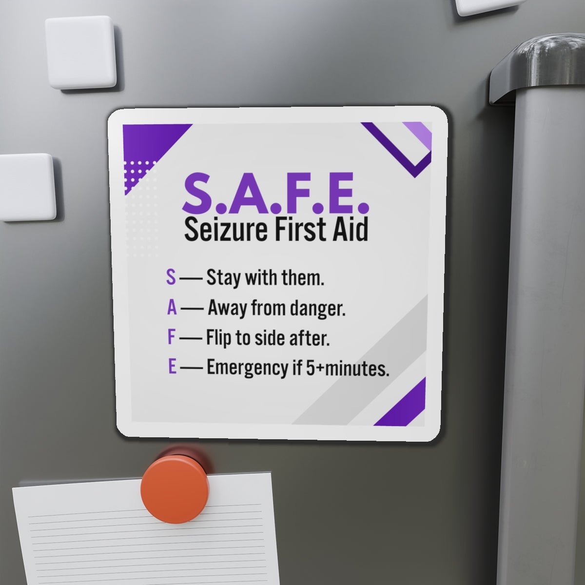 S.A.F.E. Seizure First Aid Magnet - Epilepsy Awareness Guide