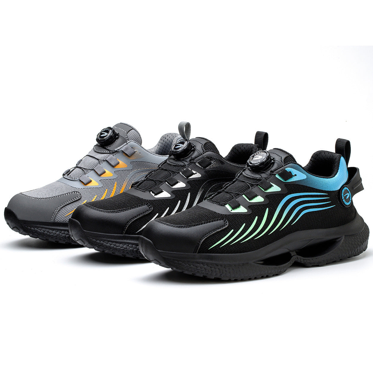 Safety shoes anti smashing anti piercing anti slip wear-resistant steel toe shoes lazy no tie safety shoes - Korvel