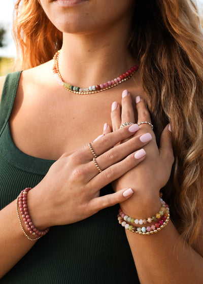 Natural Gemstone Necklace + 14k Gold Filled Toggle : Sandbar - Korvel