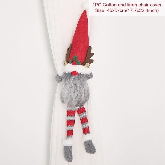 Santa Claus Elk Christmas Curtain Tieback Decor