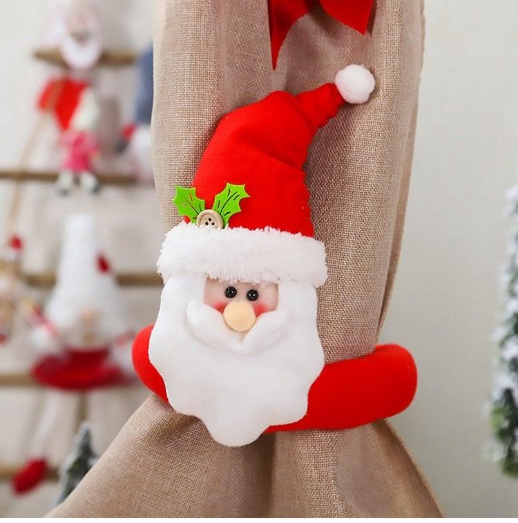 Santa Claus Elk Christmas Curtain Tieback Decor