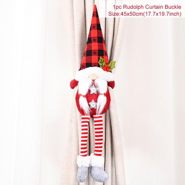 Santa Claus Elk Christmas Curtain Tieback Decor