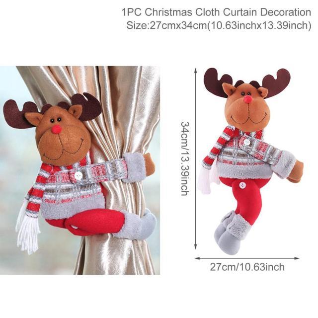 Santa Claus Elk Christmas Curtain Tieback Decor